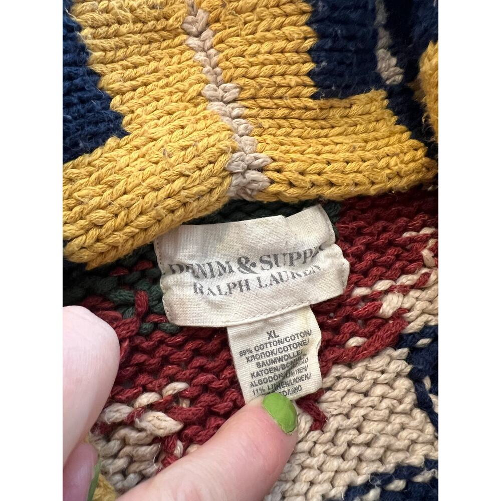 Ralph Lauren Denim & Supply Southwestern Cotton Woven Cardigan Sweater Size XL - Picture 5 of 11